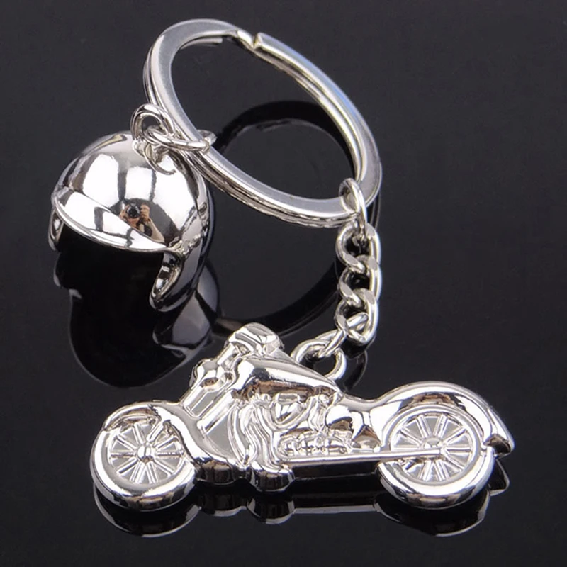 Fashion Men Crosscountry Motorcycle Helmet Pendant Metal Keychain Car Key Ring Gift