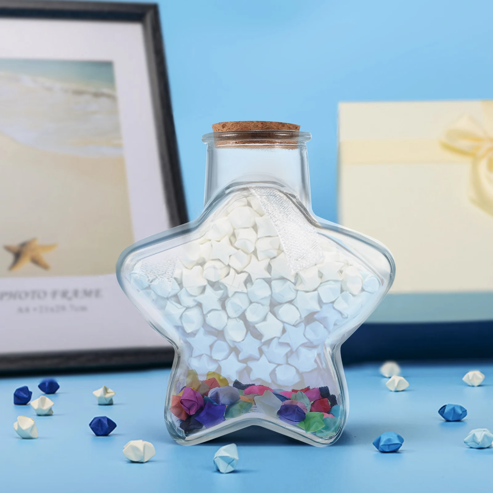 

Rainbow Origami Star Paper Strips Glass Wishing Bottle Set Colorful Folding Lucky Paper For Room Decoration Birthday Gift