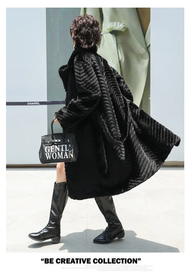 ZAROY пальто Winter Women's Faux Fur Long Coat Long Sleeve Lapel Thick Warm Overcoat Fluffy Luxury Outwear Jacket шуба