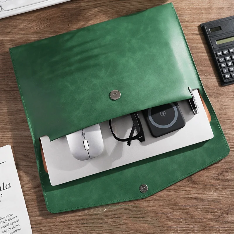 A5 Leather-covered Document Storage Bag Briefcase Simple and Retro Single-layer Thick and Waterproof Large-capacity Business Bag
