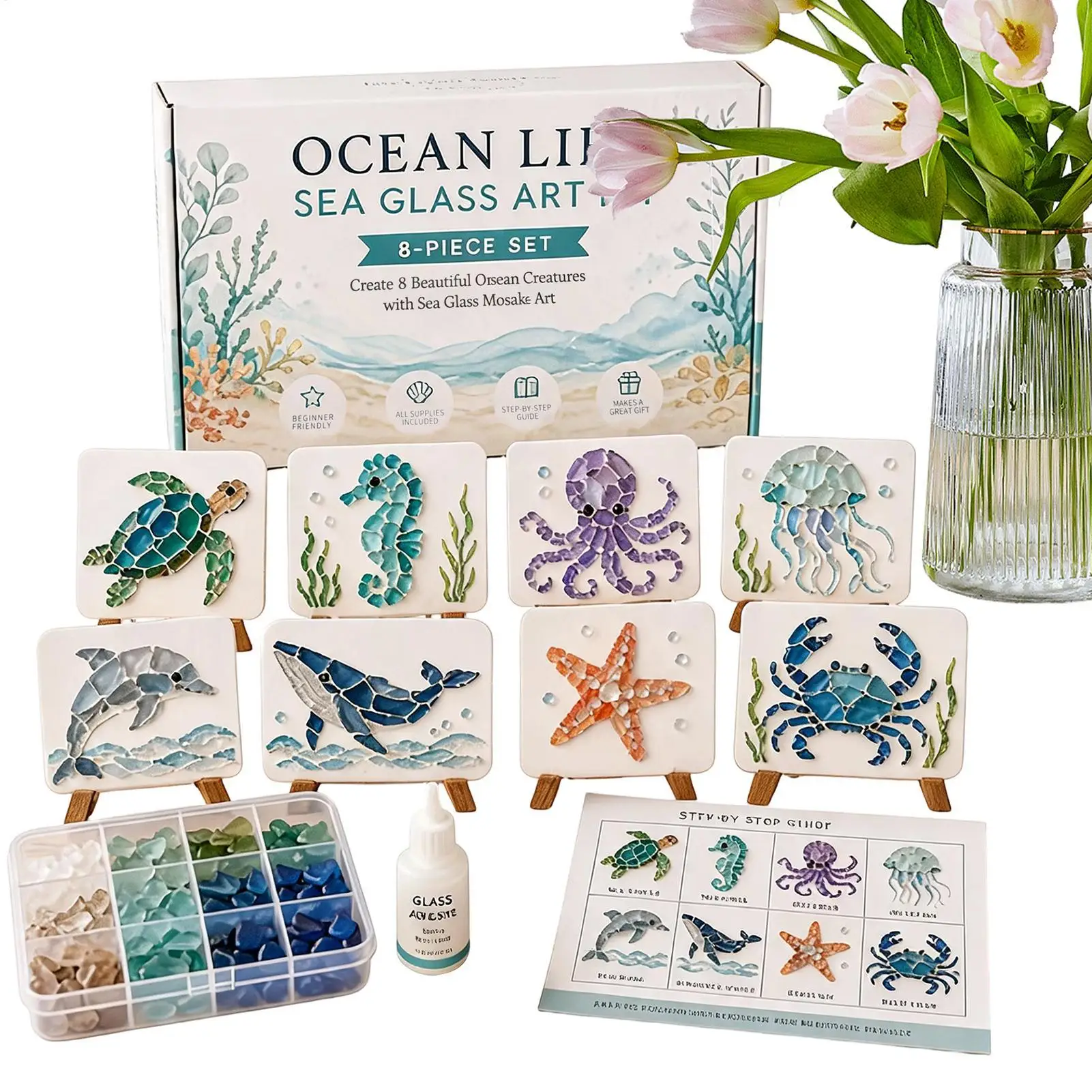 Garden Bloom Mosaic Art DIY Craft Kit Cottagecore Wildflower Garden Insect Mosaic Making Supplies Floral Butterfly Handmade Gift