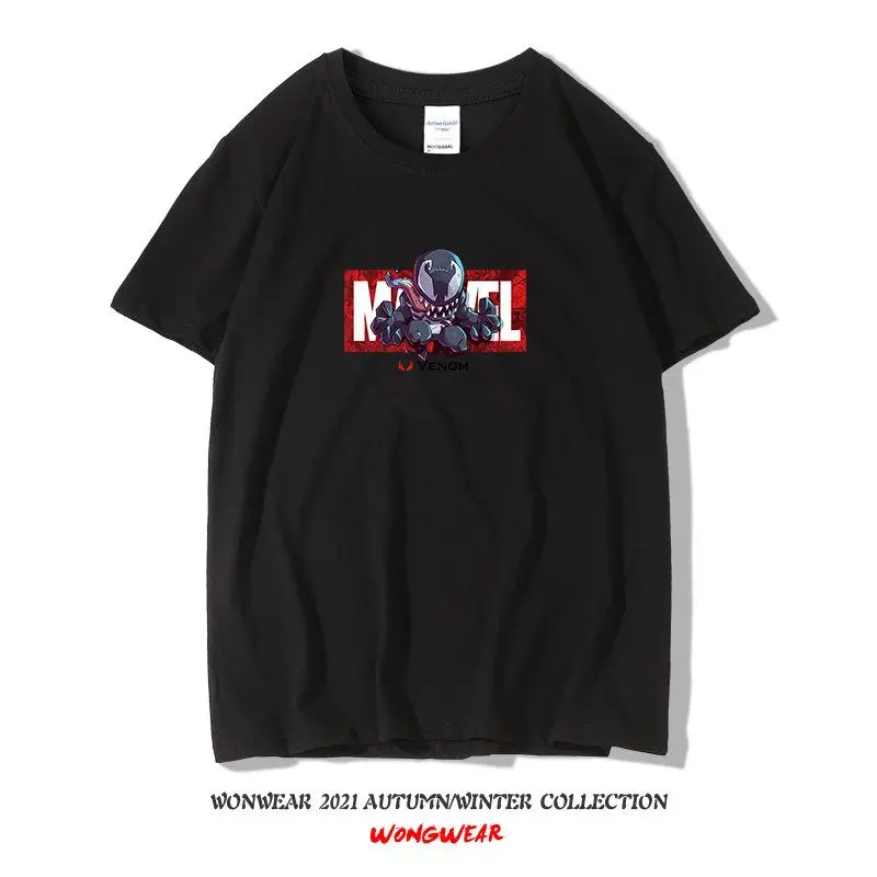 Venom Spider Man Marvel Superheld Grafische Print Katoenen T-shirt Mannen Casual Korte Mouw Tees Streetwear Comic Movie T-shirt Heren