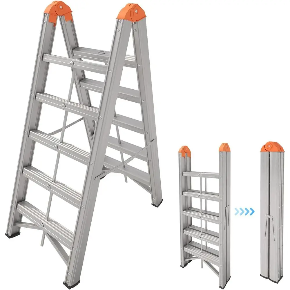 

Складная двухсекционная 5-ступенчатая лестница, компактная стремянка с широкими противоскользящими ступенями, портативная, грузоподъемность 330 фунтов.