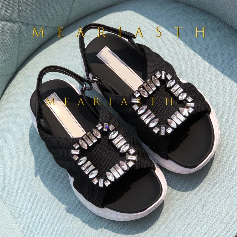 

2025 Elegant Rhinestones Sandals Women Fashion Crystal Chunky Platform Sandals Woman open toe Wedge High Heels Sandalias Mujer