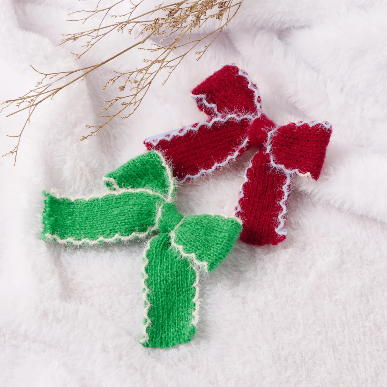 女の子用ニットボウヘアピン,ヘアクリップ,愛らしいヘアアクセサリー,パーティー,毎日の装飾,秋,冬,新品,2個