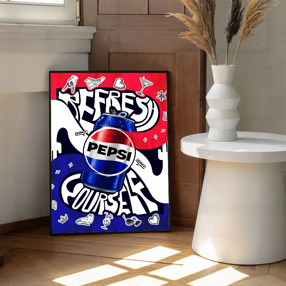 الصودا العلامة التجارية الفن بيبسيس ورق أبيض ملصق مقاوم للماء ورقة ملصق مقهى بار الجمالية الفن طلاء جدران #6