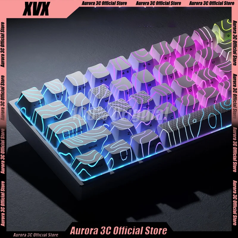 transparente side carving custom para teclado mecanico xvx keycap perfil 20 keycap 60 chaves 01