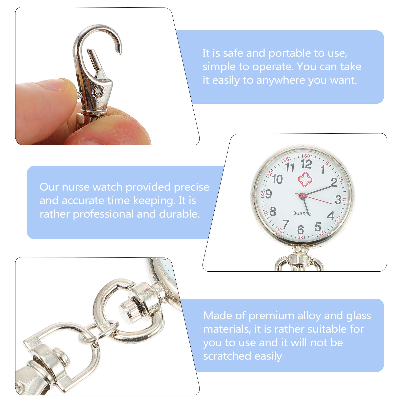 

1 pc Pocket Watch Big Number Nurse Watch For Elderly Durable Alloy Glass Portable White Steel Timepiece Gift s Friends