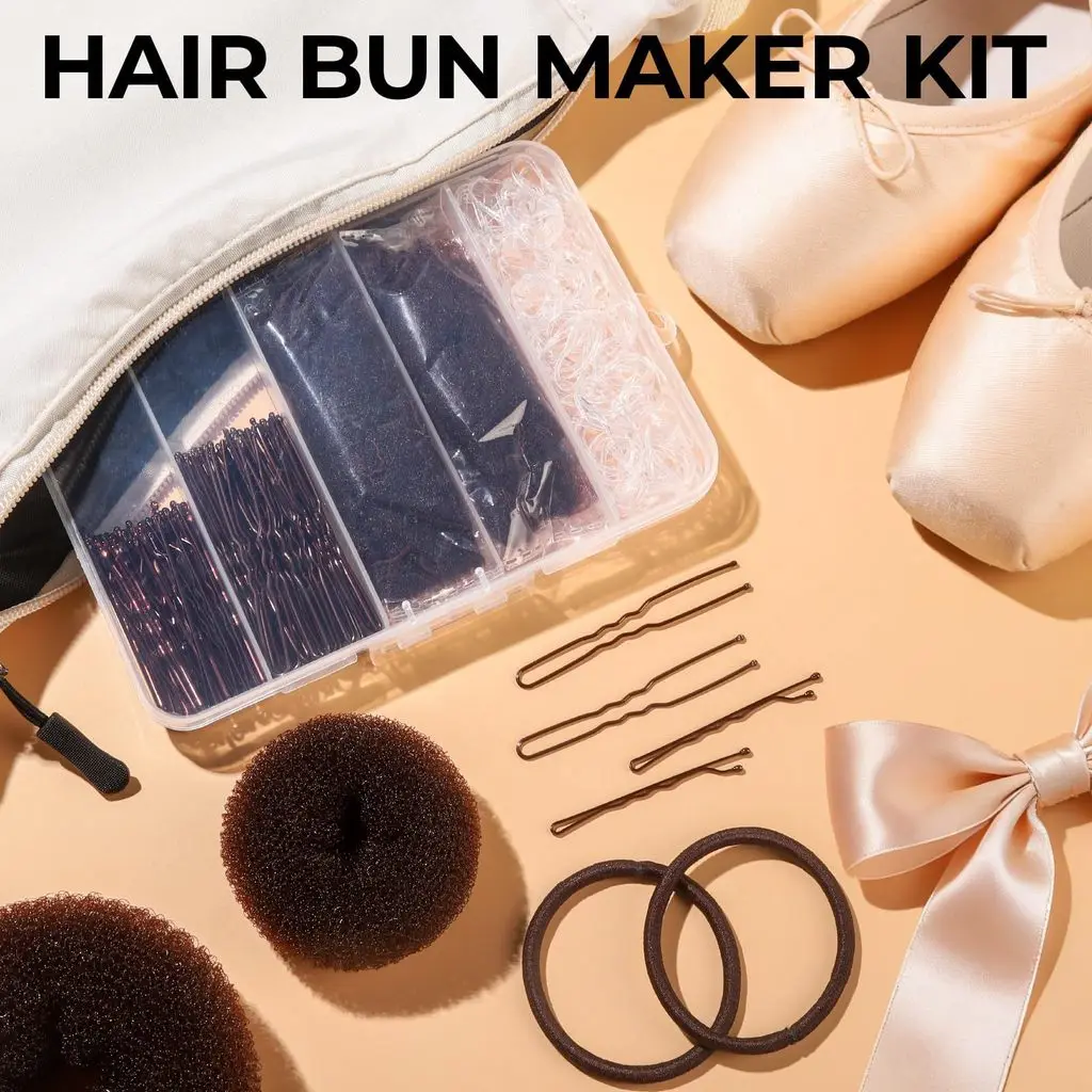 200Pcs Hair Donut Shaper Set with 40Pcs U Shape 40Pcs Bobby Hair Pins Ties Easy Donut Hair Bun Maker Styling Accessories
