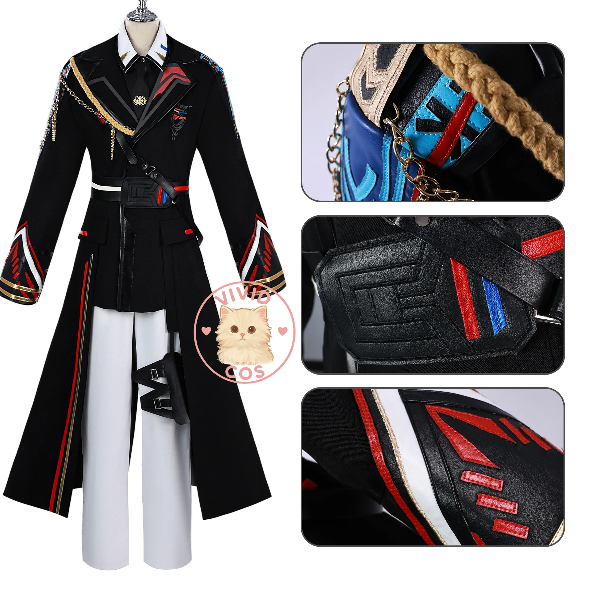 In Stock Hot Game Love and Deepspace Cosplay Anime Caleb Costume Role Play Black Uniform Suits for Men with Hat Adult Comic Con