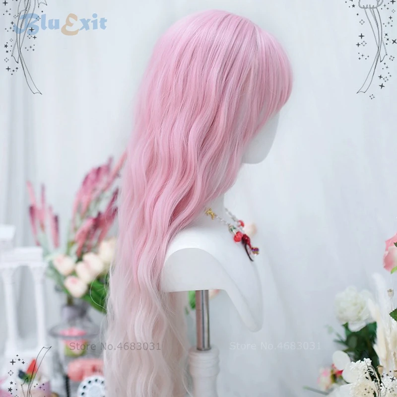 Gefrostete Farbe synthetische Perücke schicke Mädchen Cosplay Haar Gradient grau rosa grün 75cm lang gewellte Lolita niedlichen Pony Kopfhaut Wasserwelle