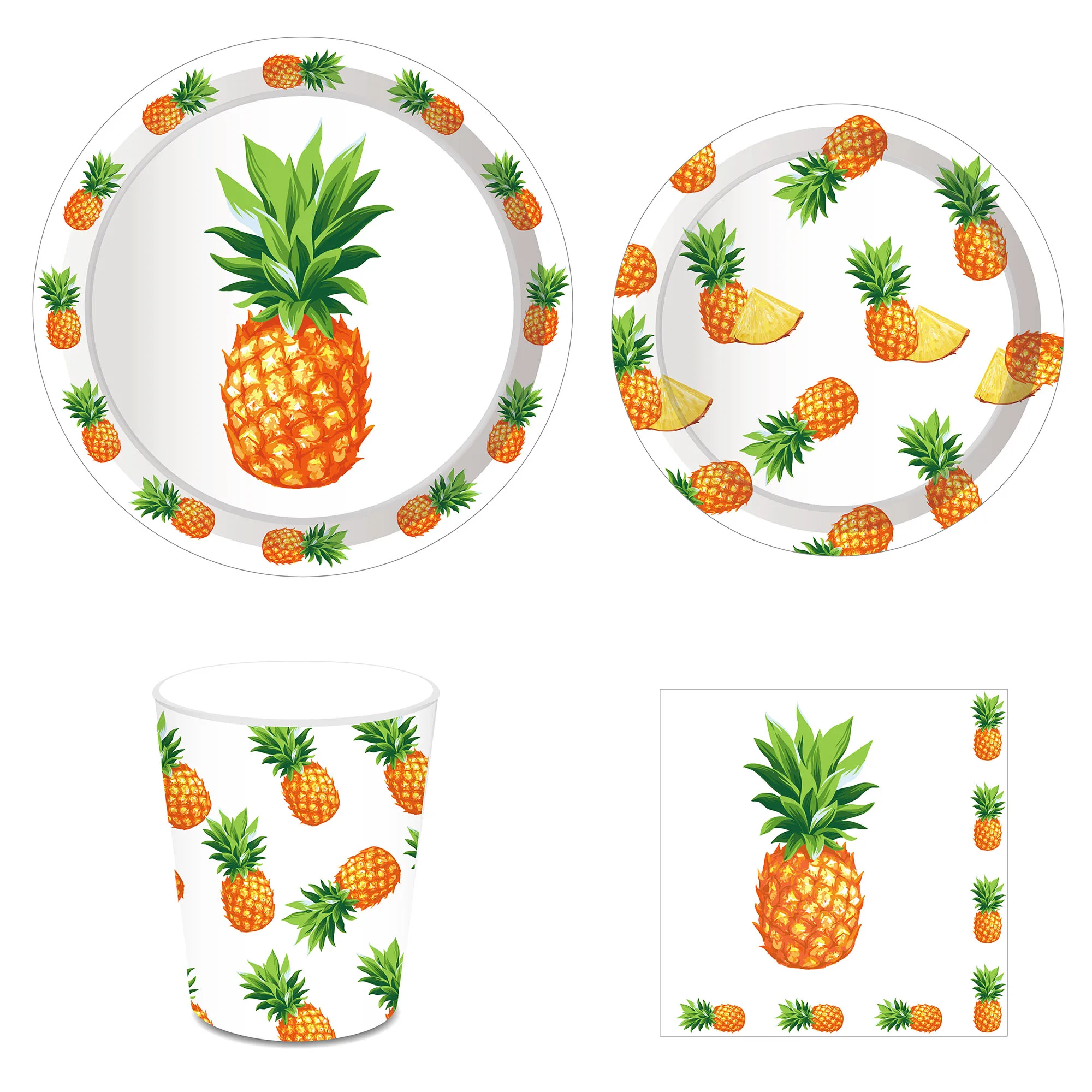 Estate hawaiana ananas foglia tema decorazione festa piatto di carta tovagliolo di carta Set di stoviglie forniture per feste di compleanno