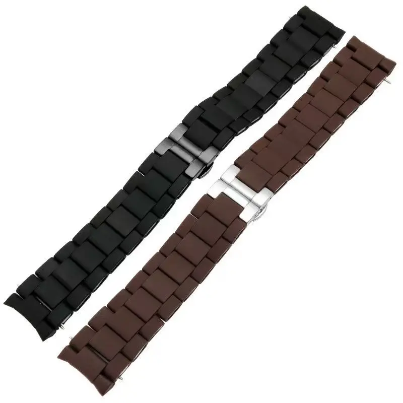 Rubber-laced steel watch strap for Armani AR5889 5890 5905 5920 waterproof bending mouth men's women's bracelets 20 23mm