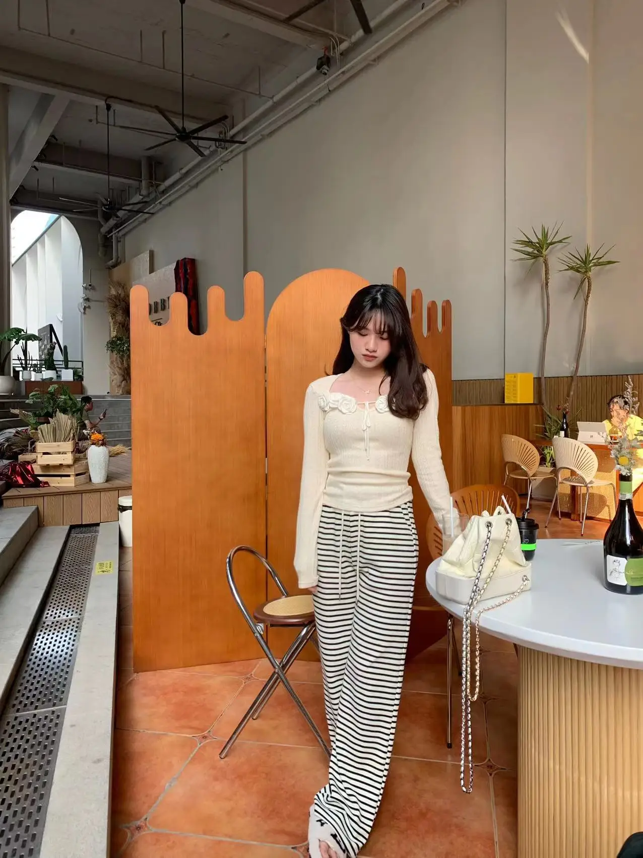 

ne Casual High Waist Wide Leg Pants Women's Loose Elastic Waist Rope Dstring Walking Pants Comfortable Loose Sle