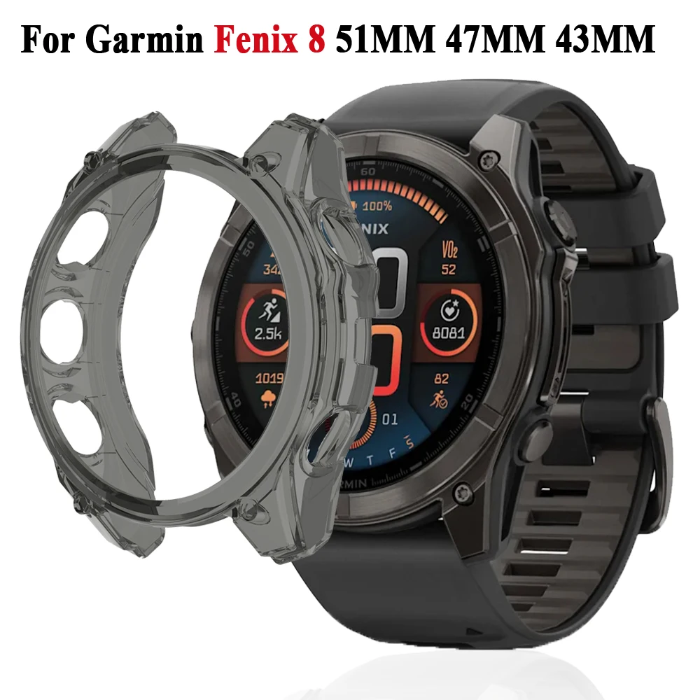 جديد حافظة واقية من البولي يوريثان لـ Garmin Fenix 8 47 مللي متر 51 مللي متر 43 مللي متر غطاء حماية شفاف من البولي يوريثان لاستبدال ساعة Fenix8 ملحقات شل