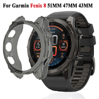 New TPU Protective Case For Garmin Fenix 8 47mm 51mm 43mm Clear TPU Cover Replacement For Fenix8 Watch Shell Accessories