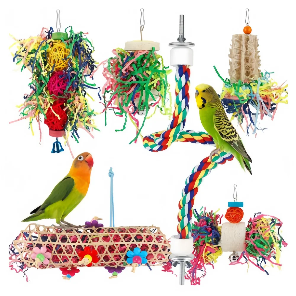 

Bird supplies Foraging Toys Parakeet Chewing Hanging Toy Bird Cage Accessories for Conure Cockatiel Budgies Lovebird Parrot