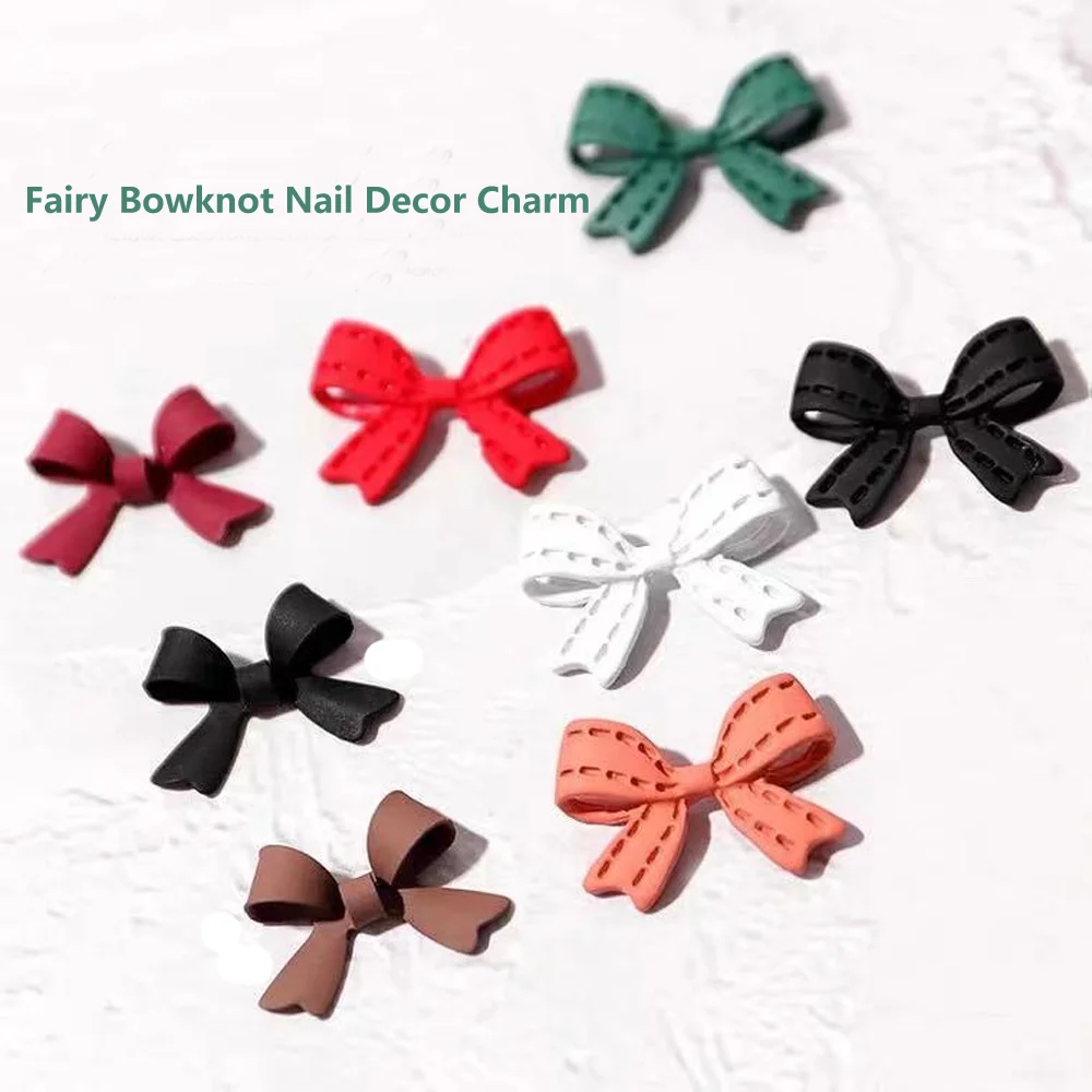 50pcs Green Nail Bow Charm 3D High-quality Korean Design Long Ribbon Bowknot Ornament for Girls Manicure Art DIY Nail Decor Part