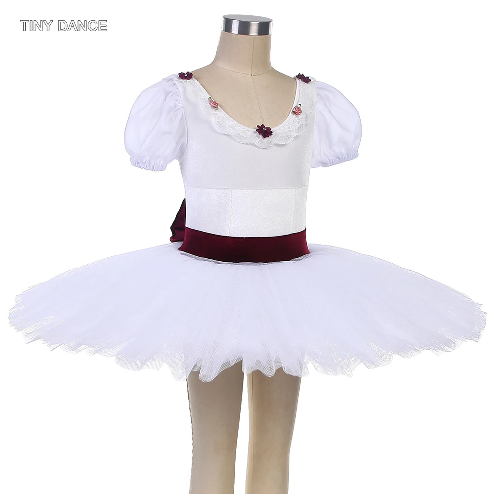 Girls Pre-Professional Short Sleeve Ballet Pancake Tutu Adult Ballerina Dance Costume Stage Wear Solo Performance Dress BLL596