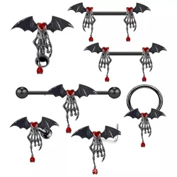 Nose Rings Halloween Bat Septum Clicker Nose Studs Stainless Steel Industrial Piercing Daith Earring Ear Tragus Helix Piercing