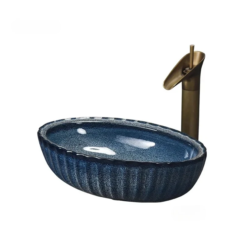 #Nordic Green Gold Art Bathroom Sinks High-end Hotel Bathroom Washbasins Home art Washing Sink Domestic Luxury Bathroom Basin ZZ
