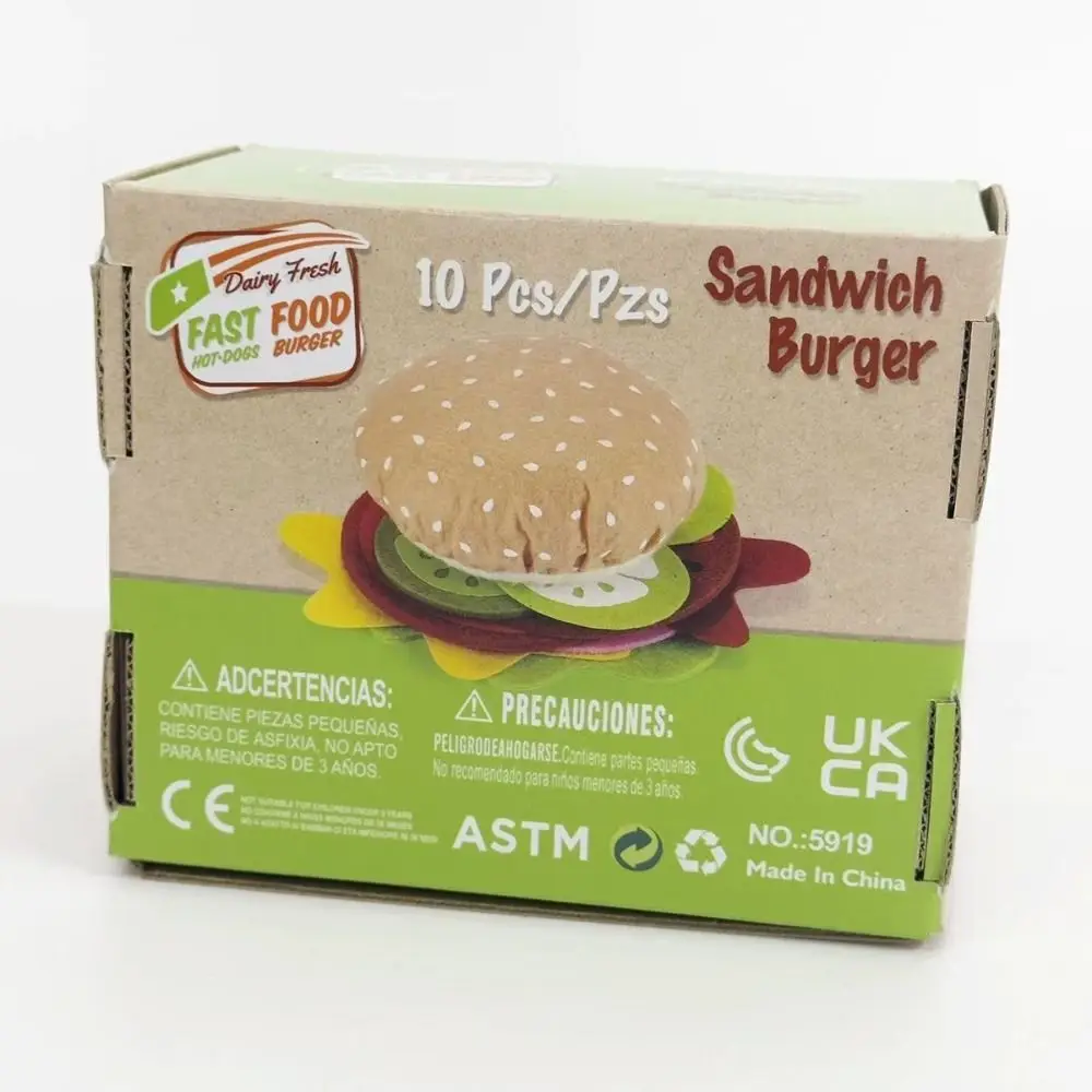 Montessori Role Playing Felt Cloth Burger Burger Make Pizza Felt Combination Food Hot Dog Simulation Felt Food Burger Food Set