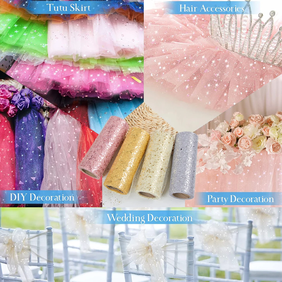 15cm 10Yards Wedding Decor Mesh Ribbon Glitter Mesh Roll for Christmas Tree Decorations Home Door Wreaths Garland Birthday Gifts