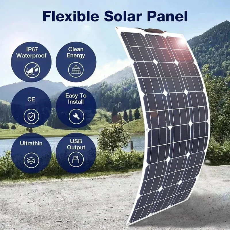 Heavy-Duty 2000W/3000W 18V Solar Charger with Flexible Design - High Efficiency Portable Power for Outdoor Adventures