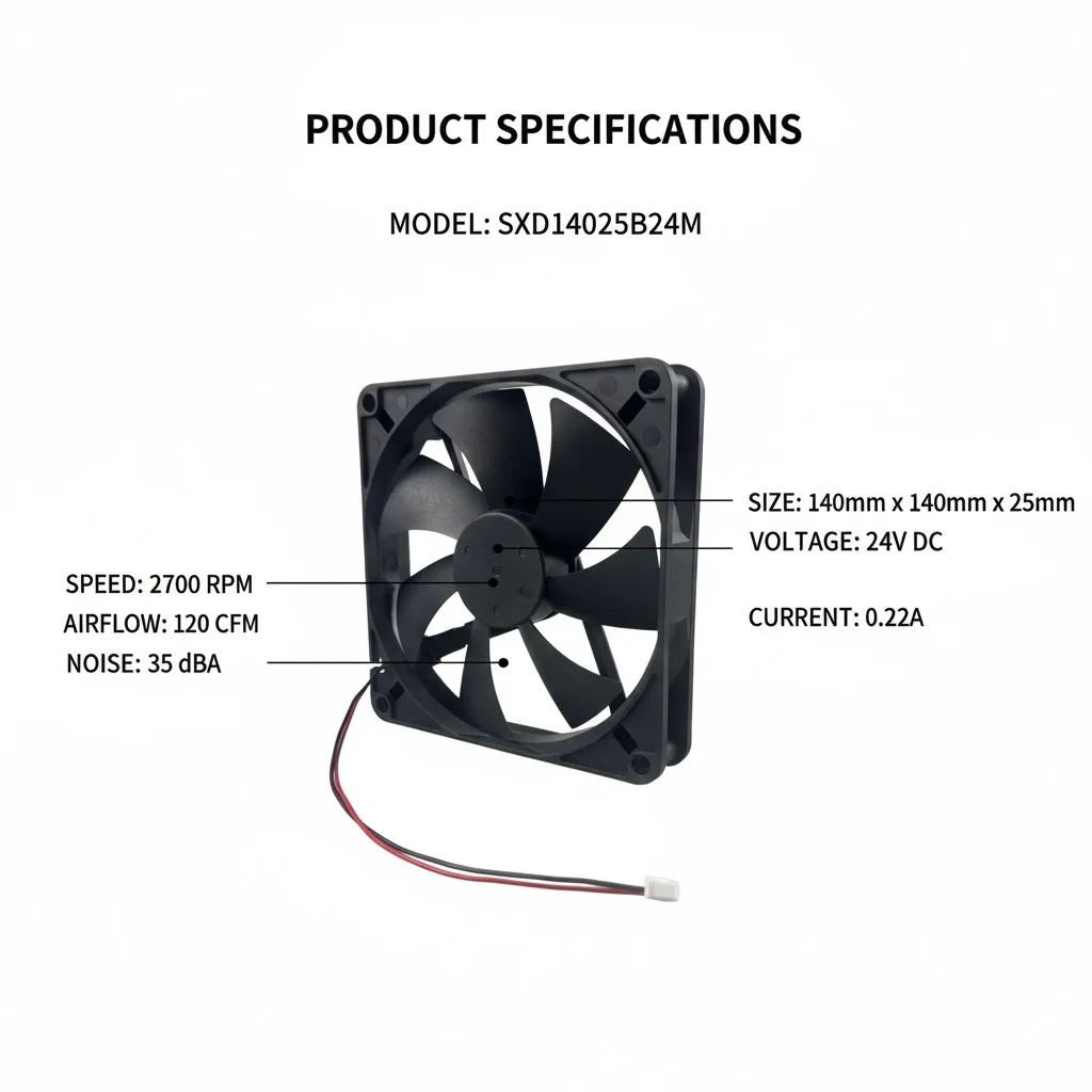 Per SXDOOL SXD14025B24M 140mm 24V Ventola di raffreddamento Doppio cuscinetto a sfere 2700RPM 120CFM Alimentatore per server inverter industriale