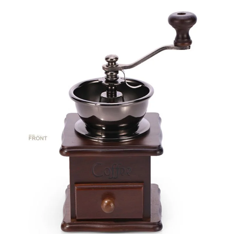 Manual Coffee Grinder 1PC Hand Crank Grinding Bean Vintage Beechwood Ceramic Movement Home Portable