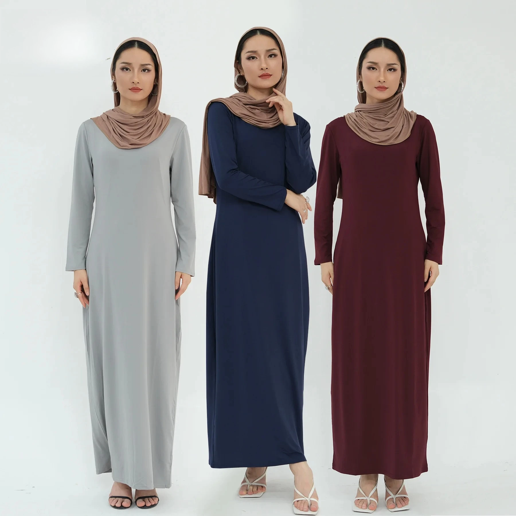 

Bottom long dress Loriya solid color milk silk basic dress with elastic women's dress inside