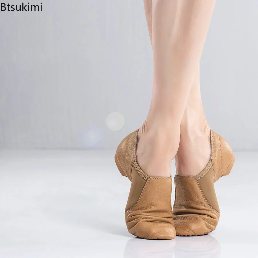 

Genuine Leather Jazz Dance Shoes for Girls Women Tan Black Antiskid Sole Jazz Shoes Adults Dance Sneakers High Quality Jazz Shoe