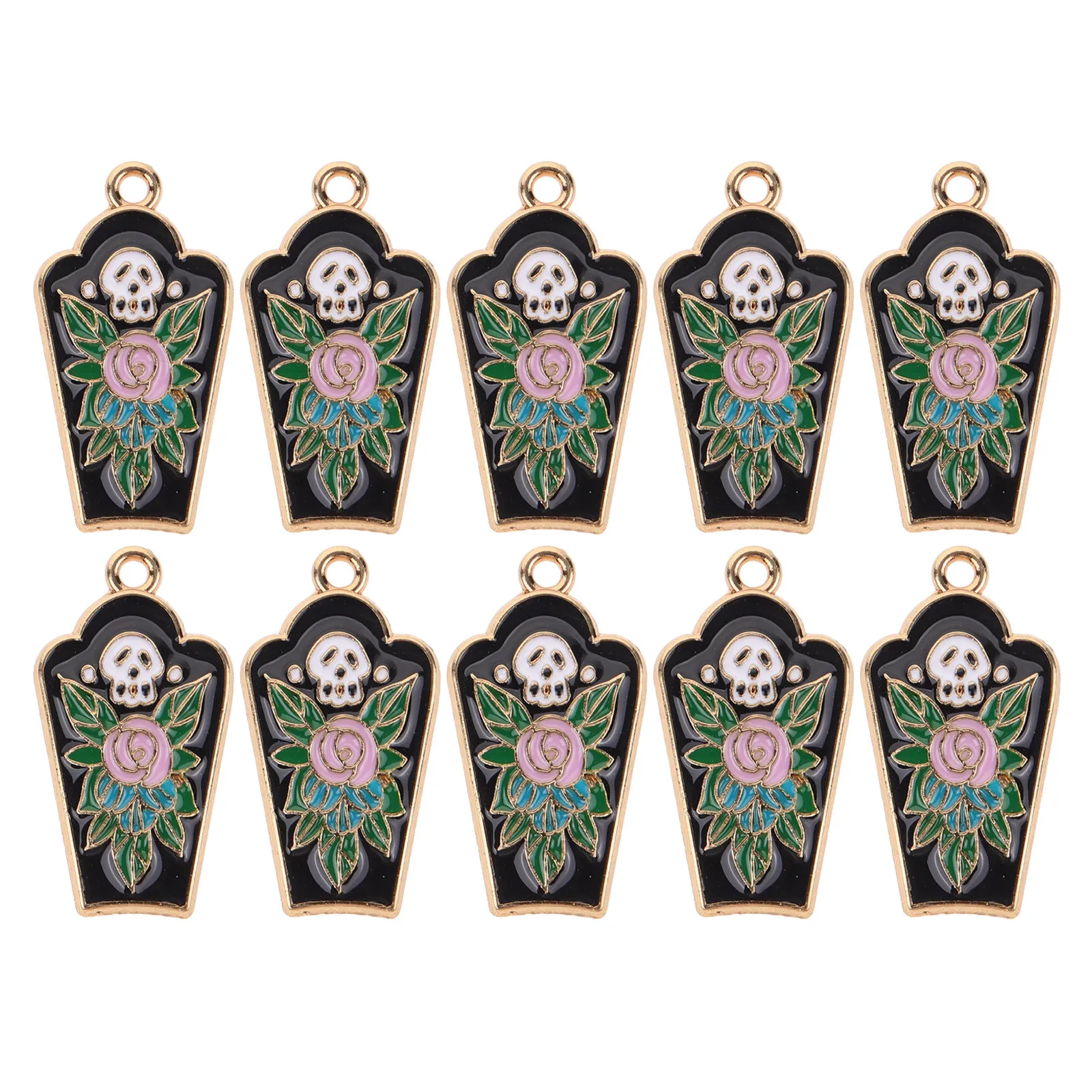 10Pcs Spooky Halloween Tombstone Charms Small Metal Pendants DIY Jewelry Findings Earrings Necklace Making Accessories Crafts