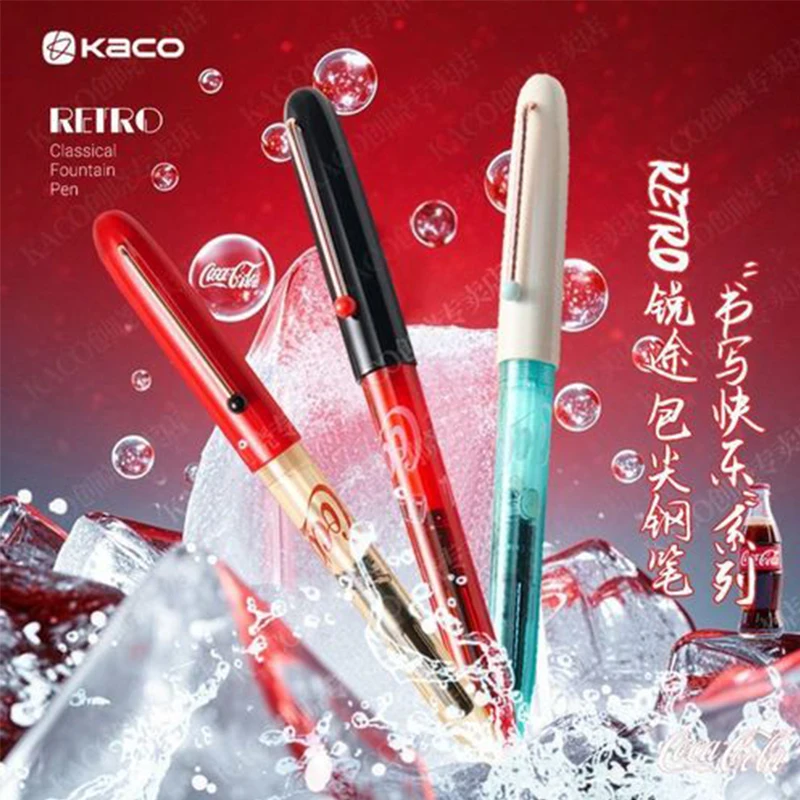 

Kaco CocaCola Classical Fountain Pen EF Nib Package Tip Ergonomic Rod Calligraphy Pens High Quality Gift Study Office Stationery