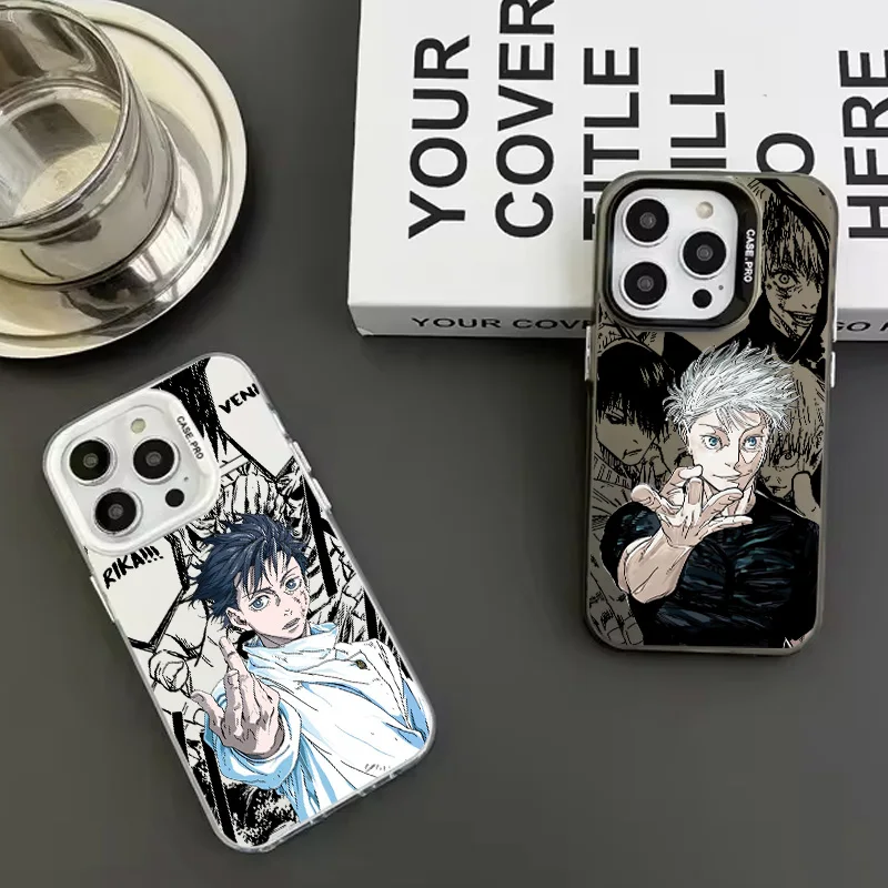 Jujutsu Kaisen Gojo Yuta For Apple iPhone 15 14 13 12 11 Pro MAX XR Colored Silver Plated Inside Phone Case Cover