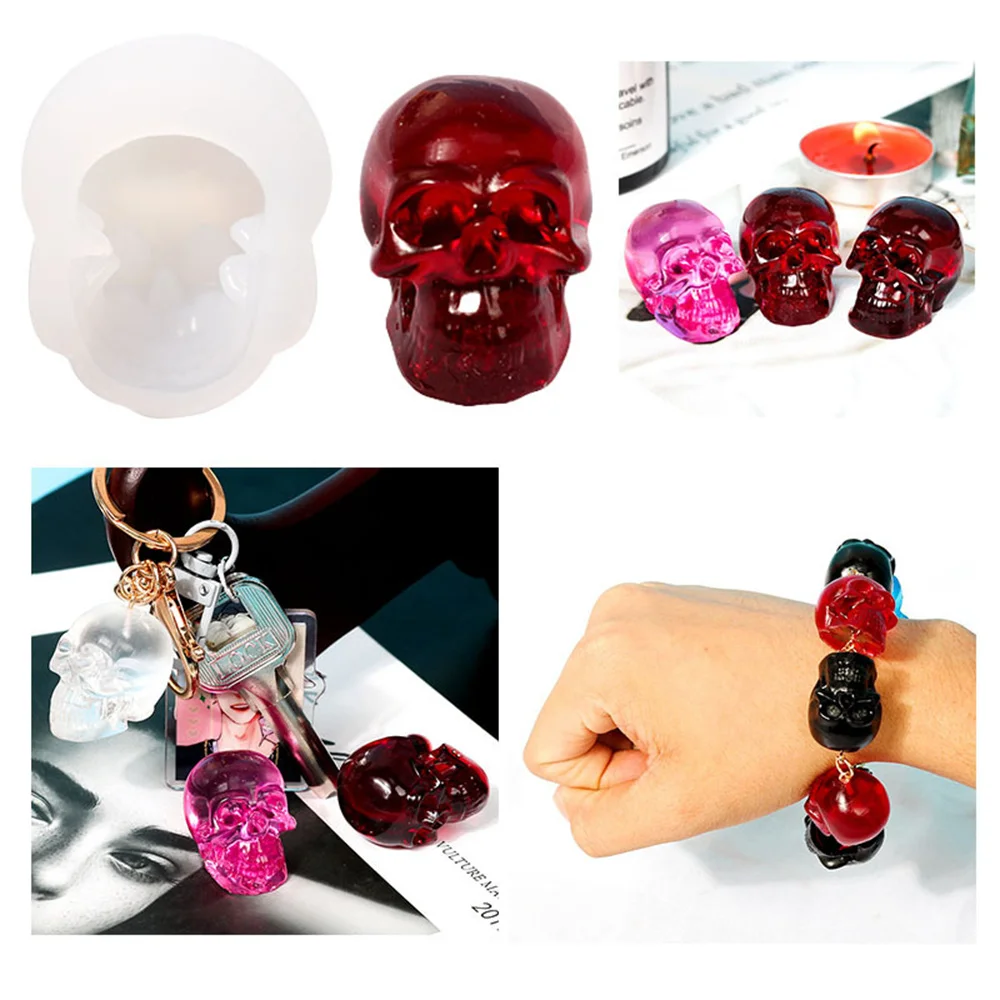 

1/5PCS DIY Skull Crystal Epoxy Resin Mold Skull Pendant Bracelet Necklace Silicone Mold