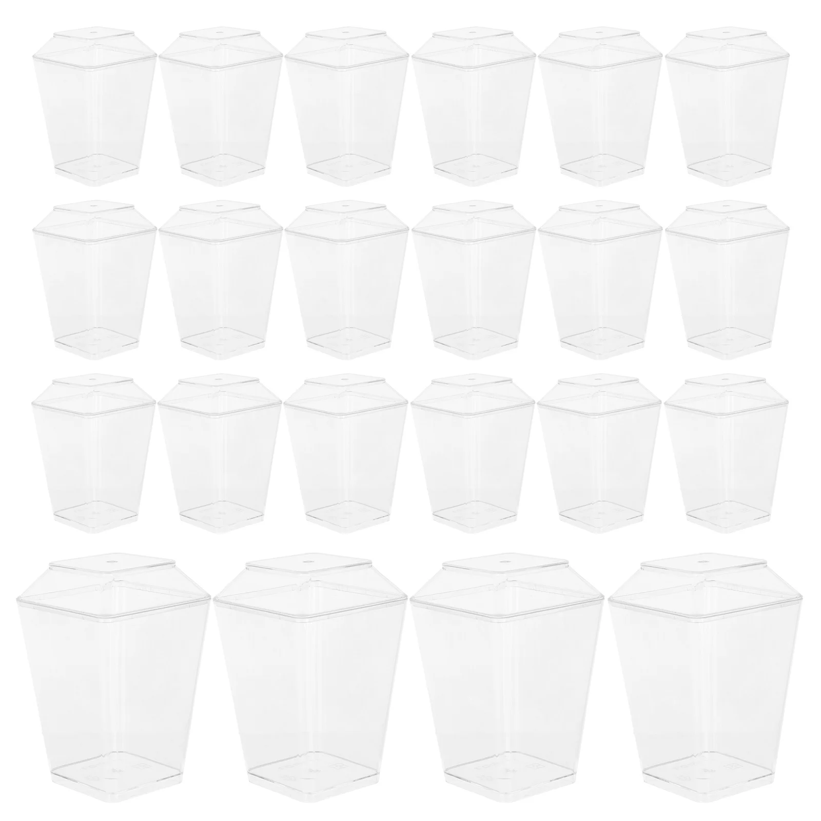 

100 шт., прозрачные десертные чашки, крышки, водонепроницаемые, одноразовые миски для пудинга, йогурт, парафит, закуски, вечерние лакомства, десертные горшки