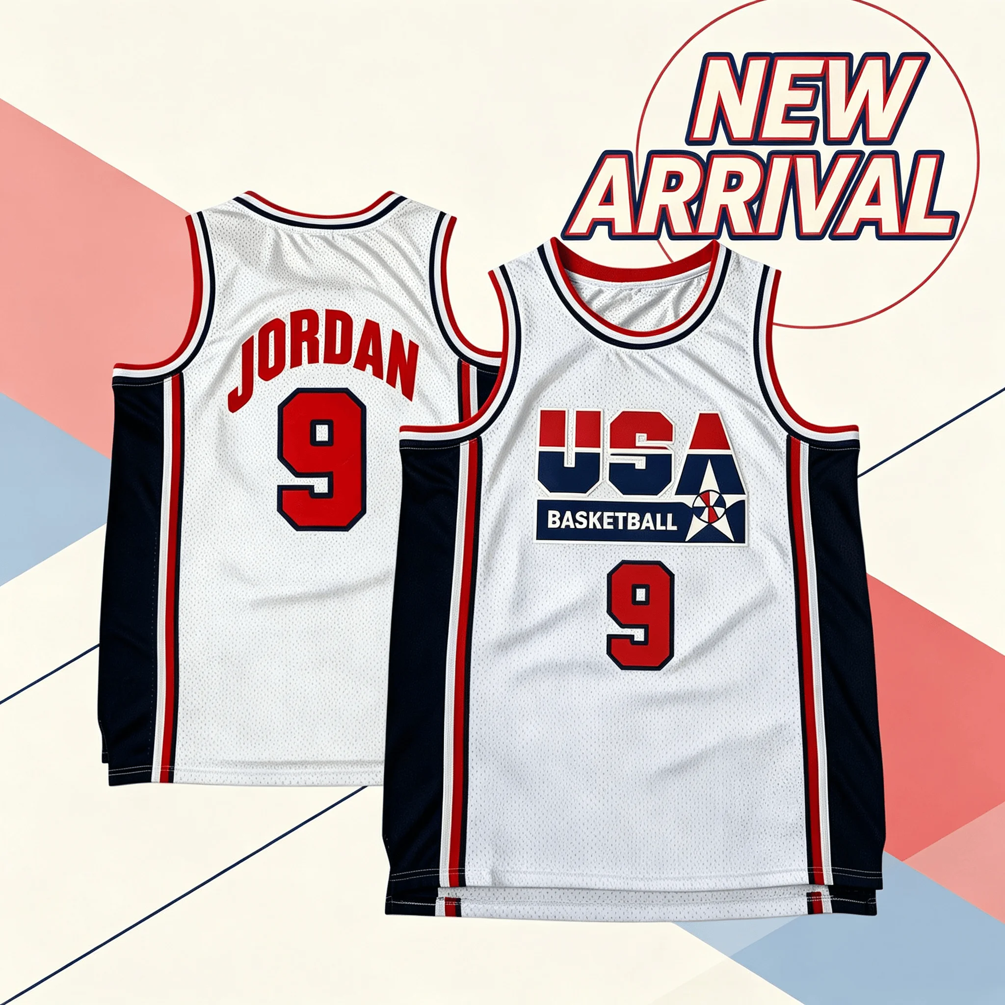 2026 NEW Latest White and Navy Star Striped Basketball Vests for 3D Printed Fans Casual Fashion Top Family Clothing Fashionable