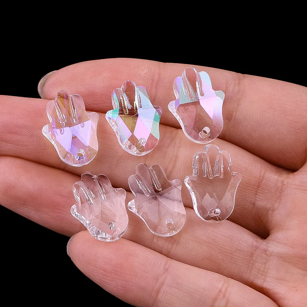 5PCS AB Colour Transparent Multi-faceted Fati's Hand Shape Crystals Prism Pendant Garden Sunlight Collector Decor Rainbow Maker