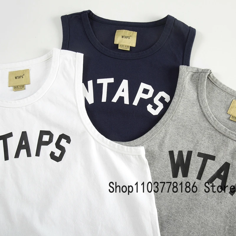 24 Summer Japan Fashion Brand WTAPS Vest Loose Casual Logo Print Sports Top Unisex Wtaps High Quality Breathable Cotton T-shirt