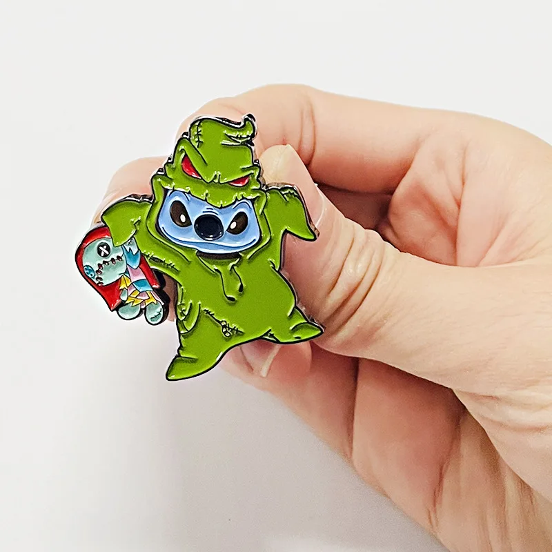 MINISO The Nightmare Before Christmas Sally Oogie Boogie Stitch Cosplay Costume Metal Badge Pin Alloy Brooch Accessories Props