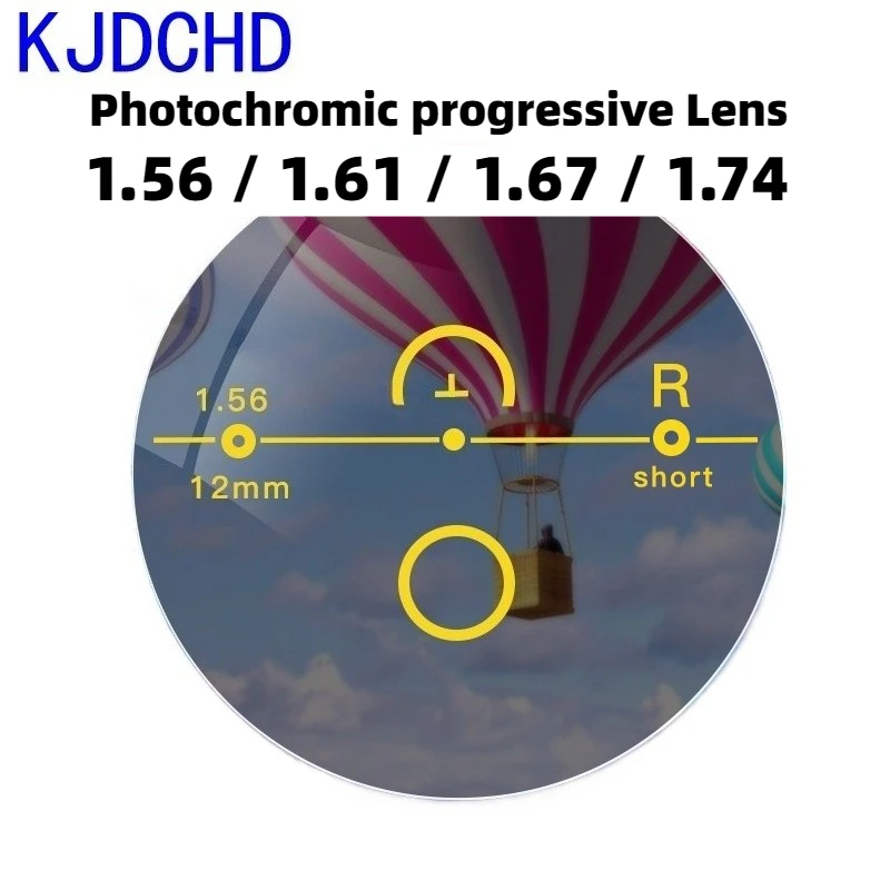 

KJDCHD прогрессивные фотохромные серые коричневые линзы 1,56/1,61/1,67/1,74 УФ-оптические линзы для очков по рецепту для мужчин и женщин, 1 шт.