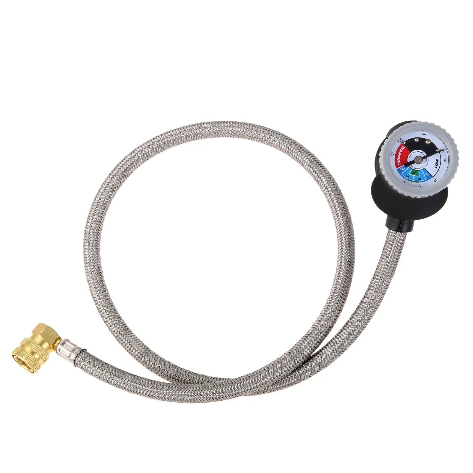 R134A AC Refrigerant Charge Hose Kit with Gauge,Car HVAC Refrigerant Recharge Kit,1/2\'\' Acme Female to 1/2\'\' Male Flare Adapter