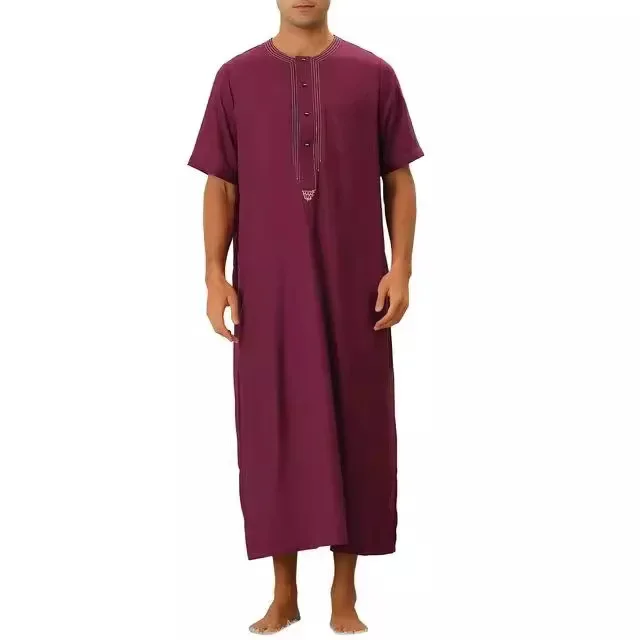 

Abaya Men's Short-sleeved Muslim Robes, Muslim Robes, National Muslim Robes of The United Arab Emirates and Saudi Arabia S-2XL