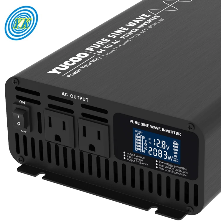 2kw dc 12v 24v 48v to ac 220v pure wave sine power converter inverter