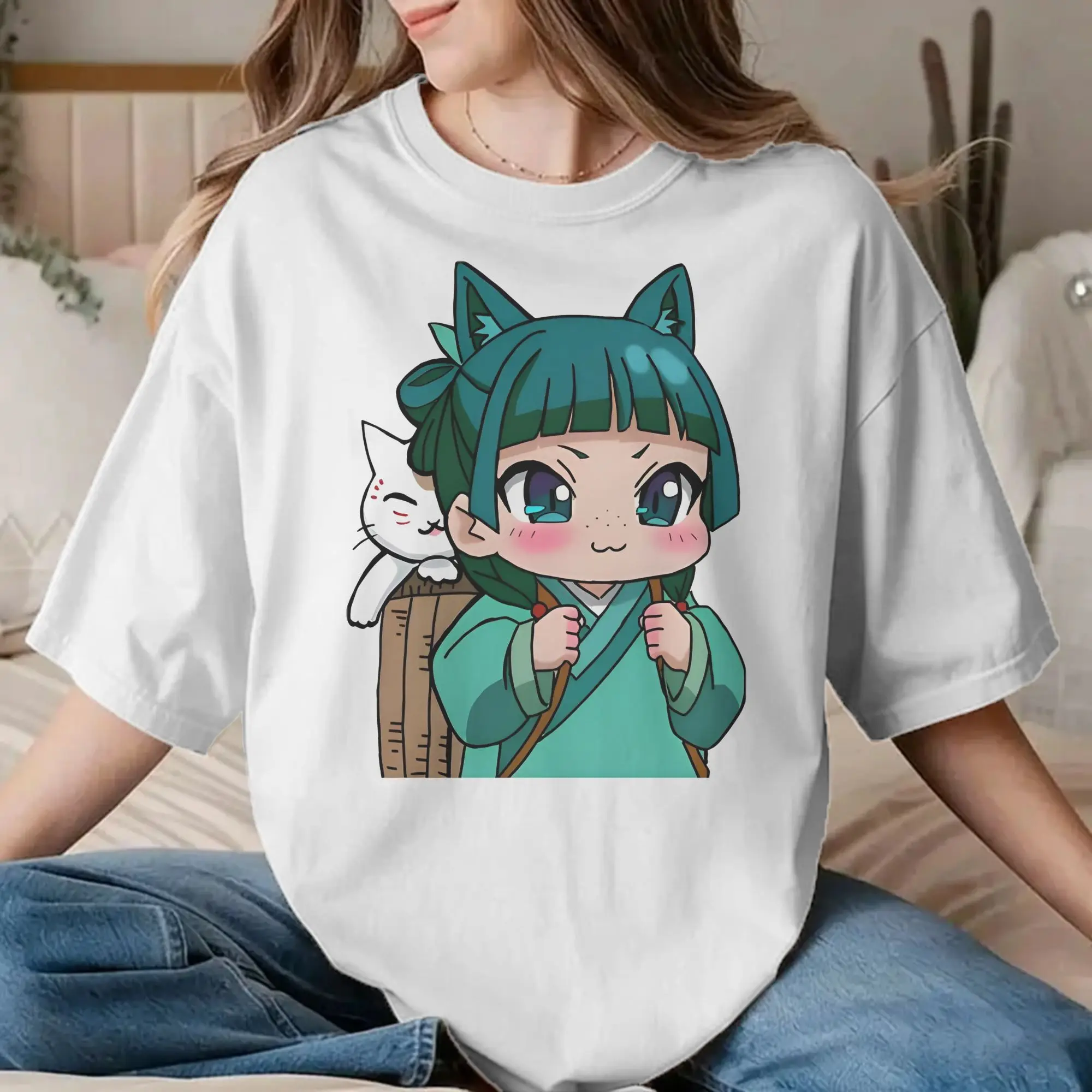 Kusuriya no Hitorigoto, camiseta com estampa fofa da Maomao em estilo chibi, para homens e mulheres, inspirada em «The Apothecary Diaries», camiseta d