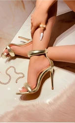 Europe and the United States style 2023 summer new high-heeled women's stiletto everything open toe sexy one-line strap sandals