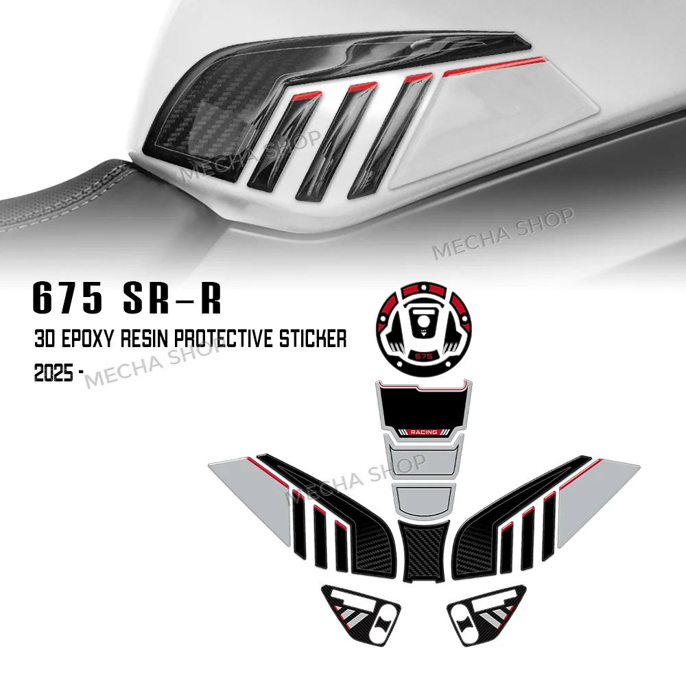 

For CF MOTO 675SR-R 2025- Motorcycle Accessories Fuel Tank Sticker 3D Epoxy Resin Sticker Protection Complete Kit
