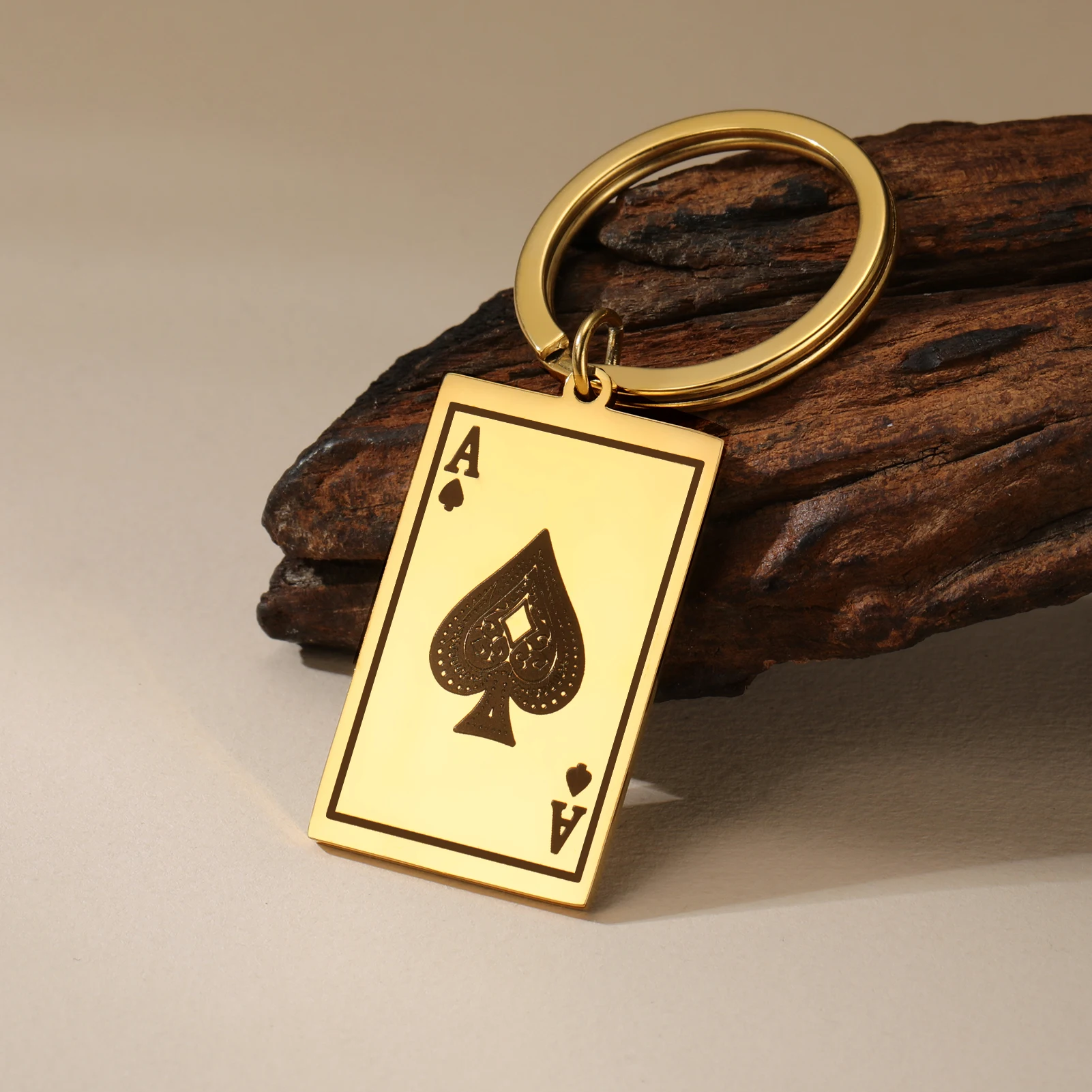 EUEAVAN 1pc Lucky Ace of Spades Stainless Steel Pendant Poker Card A Charms DIY Necklace Keychain Jewelry Making Supplies Gifts