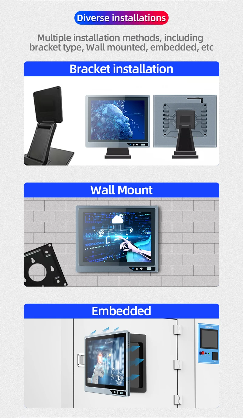 ZHICHUN-HD Touchscreen computador industrial, tudo em um painel de toque, computador PC com USB frontal, incorporado 15,6 